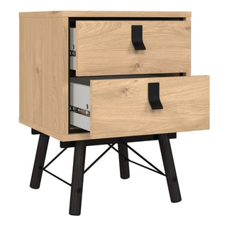 Ry Bedside Cabinet 2 Drawer - Hickory Oak