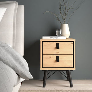 Ry Bedside Cabinet 2 Drawer - Hickory Oak