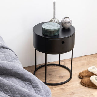 Polo Round Bedside Table - Black